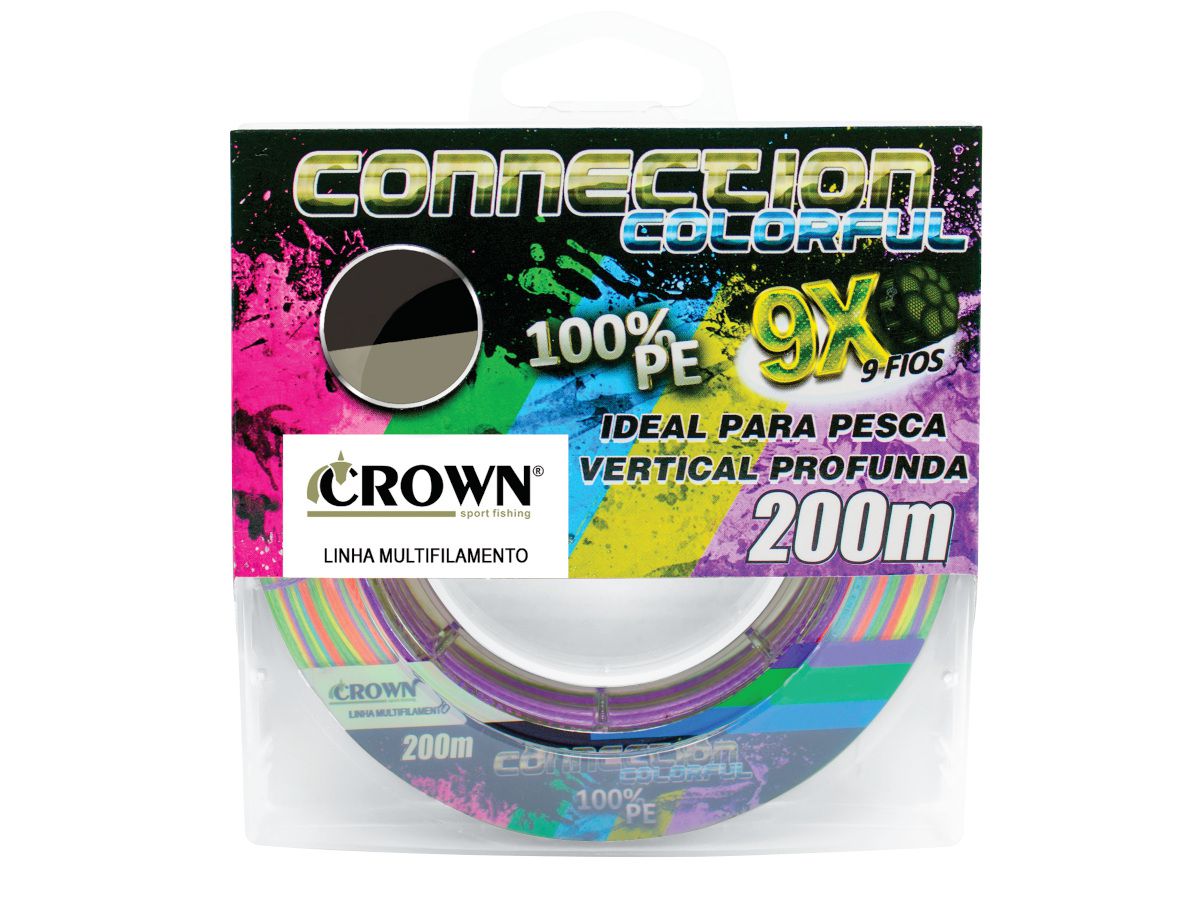 Linha Multifilamento Crown Connection 9x 0,57mm 120lbs 200m - Colorful