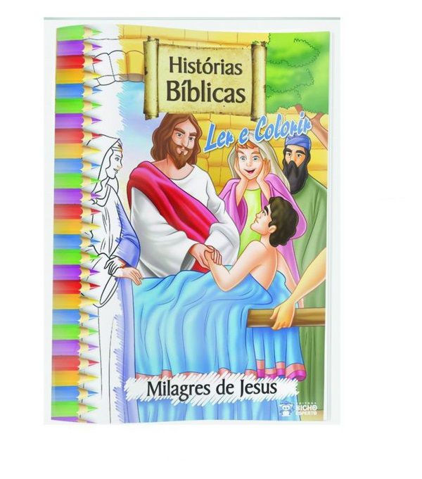 KIT COM 10 LIVROS PARA LER E COLORIR HISTÓRIAS BÍBLICAS