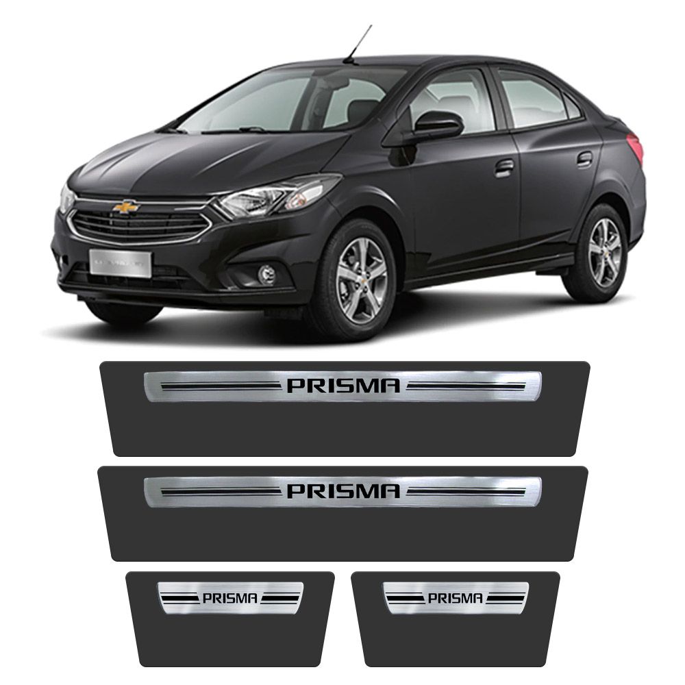 Soleira Chevrolet Prisma 2006 a 2019 Protetor de Portas Aço Escovado Premium Grafia Personalizada