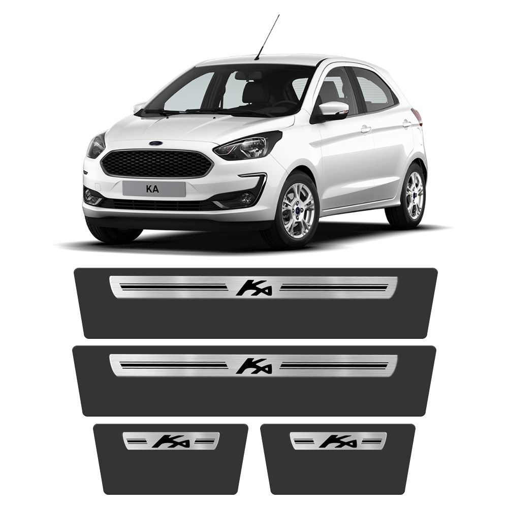 Soleira Ford Ka 2015 a 2021 Protetor de Portas Aço Escovado Premium Grafia Personalizada