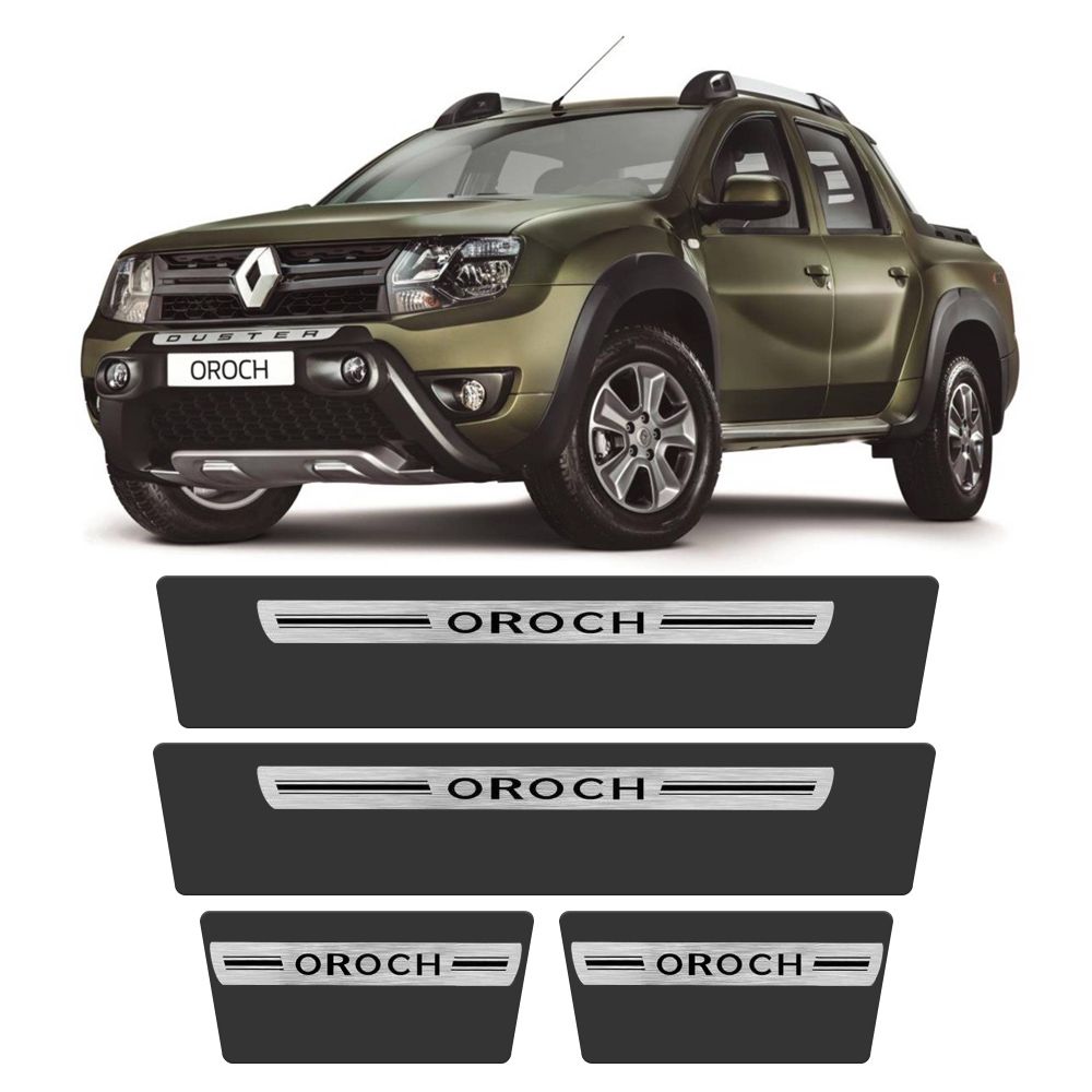 Soleira Renault Duster Oroch 2015 a 2021 Protetor de Portas Aço Escovado Premium Grafia Personalizada
