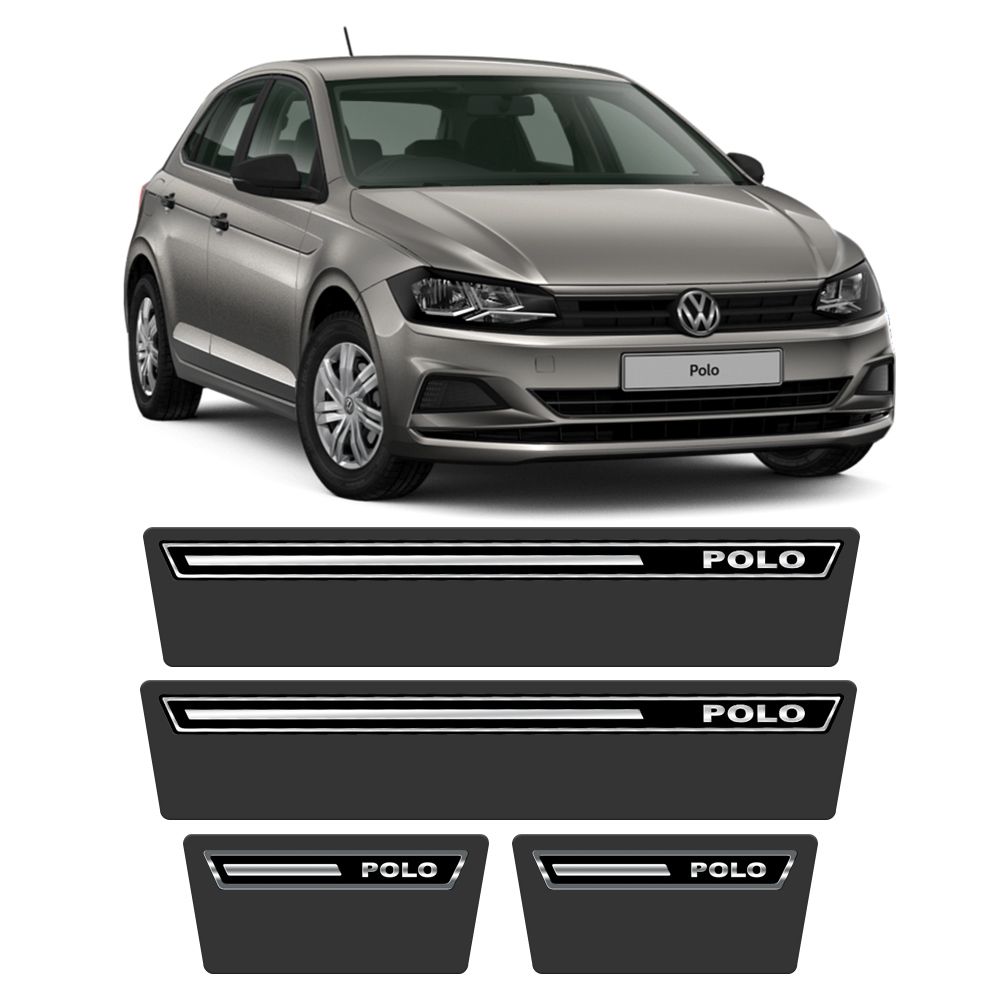 Soleira Volkswagen Polo 2018 a 2021 Protetor de Portas Preto Premium Grafia Personalizada