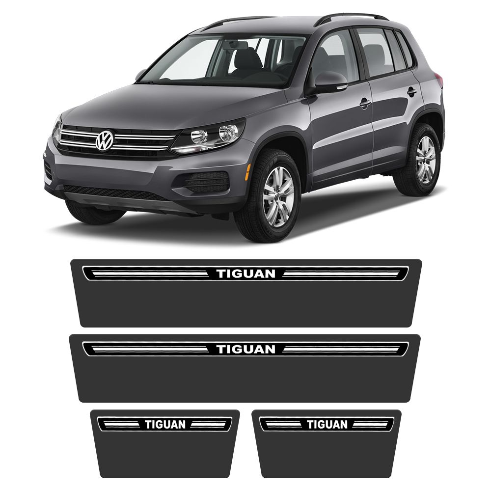 Soleira Volkswagen Tiguan 2008 a 2017 Protetor de Portas Preto Premium Grafia Personalizada