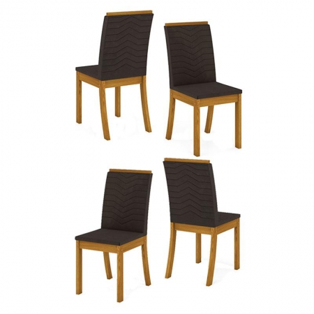 Cadeira para Mesa de Jantar Dina Kit 04 Peças Marrom - Henn
