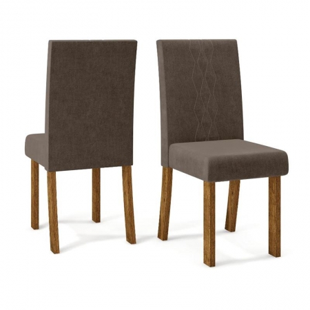 Cadeira para Mesa de Jantar Elisa Kit 02 Peças Demolição Veludo Moca - Dj Móveis