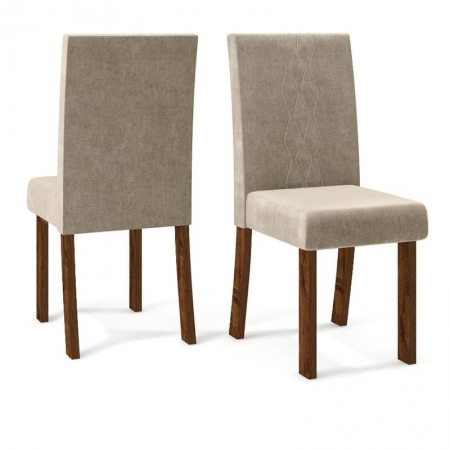 Cadeira para Mesa de Jantar Elisa Kit 02 Peças Malbec Veludo Kraft - Dj Móveis