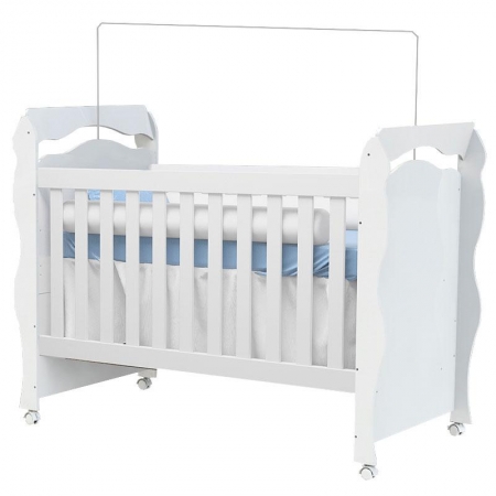 Quarto de Bebê Ariel 3 Portas com Berço New Nanda Branco Brilho - Carolina
