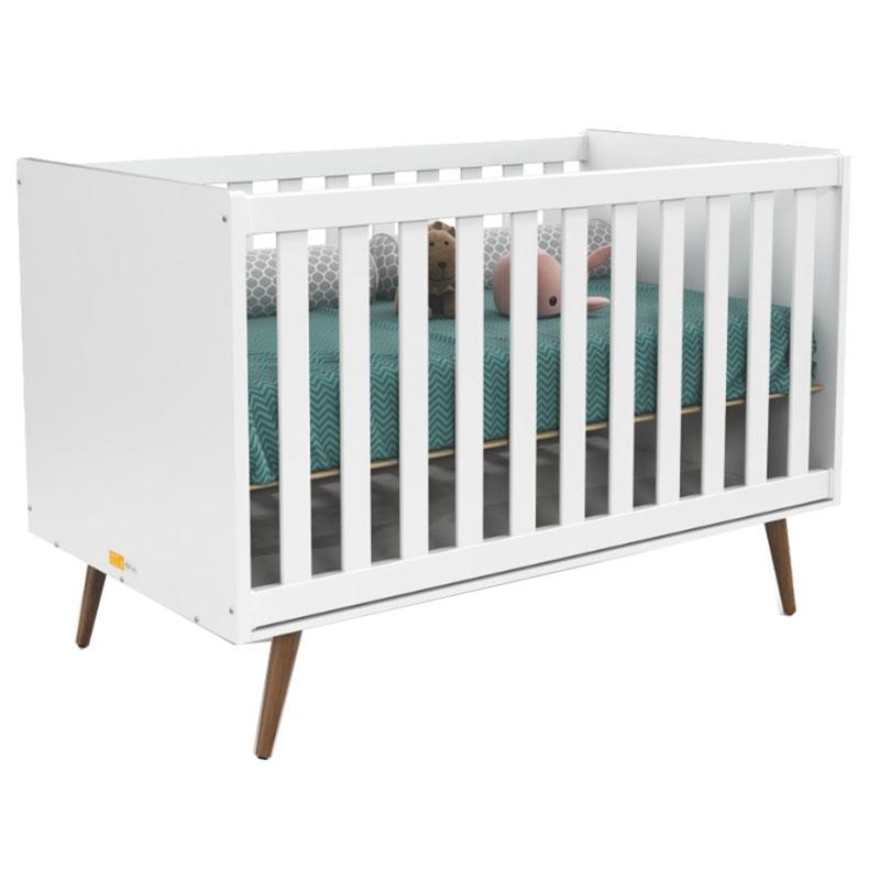 Quarto de Bebê 3 Portas Comoda com Porta Retro Clean Branco Acetinado Eco Wood - Matic