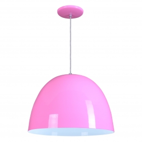 Pendente Oval 40cm Luminária Lustre Alumínio Rosa - Rei da Iluminação