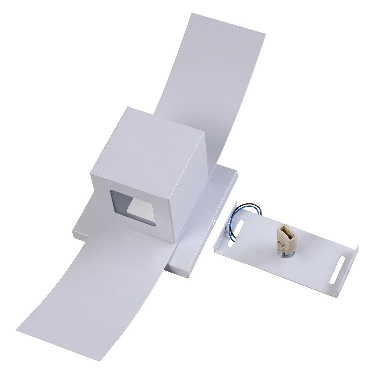 Arandela Box com Aba 2 Focos Luminária Externa Interna Muro Parede Alumínio Branco - Rei da Iluminação