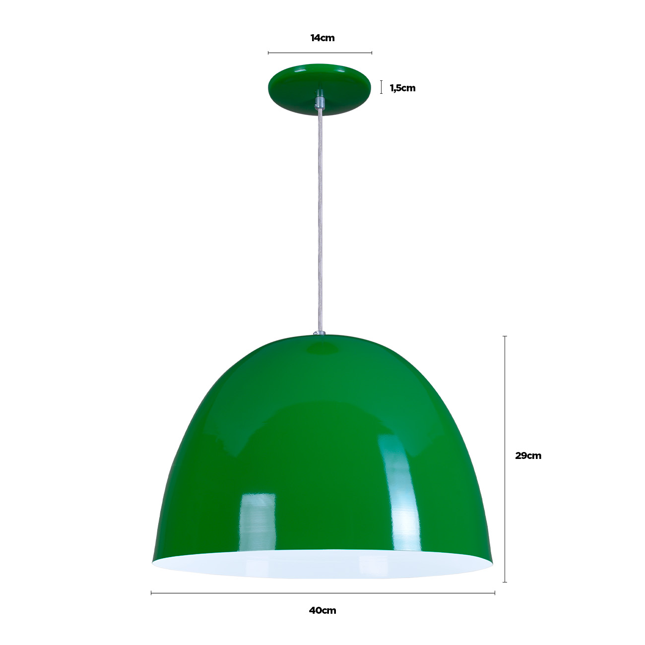 Pendente Oval 40cm Luminária Lustre Alumínio Verde - Rei da Iluminação