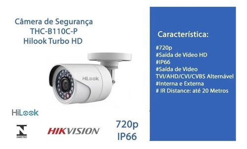 Câmera Bullet Hilook Hikvision Turbo THC-B110C-P 720p HD 1mp 2.8mm