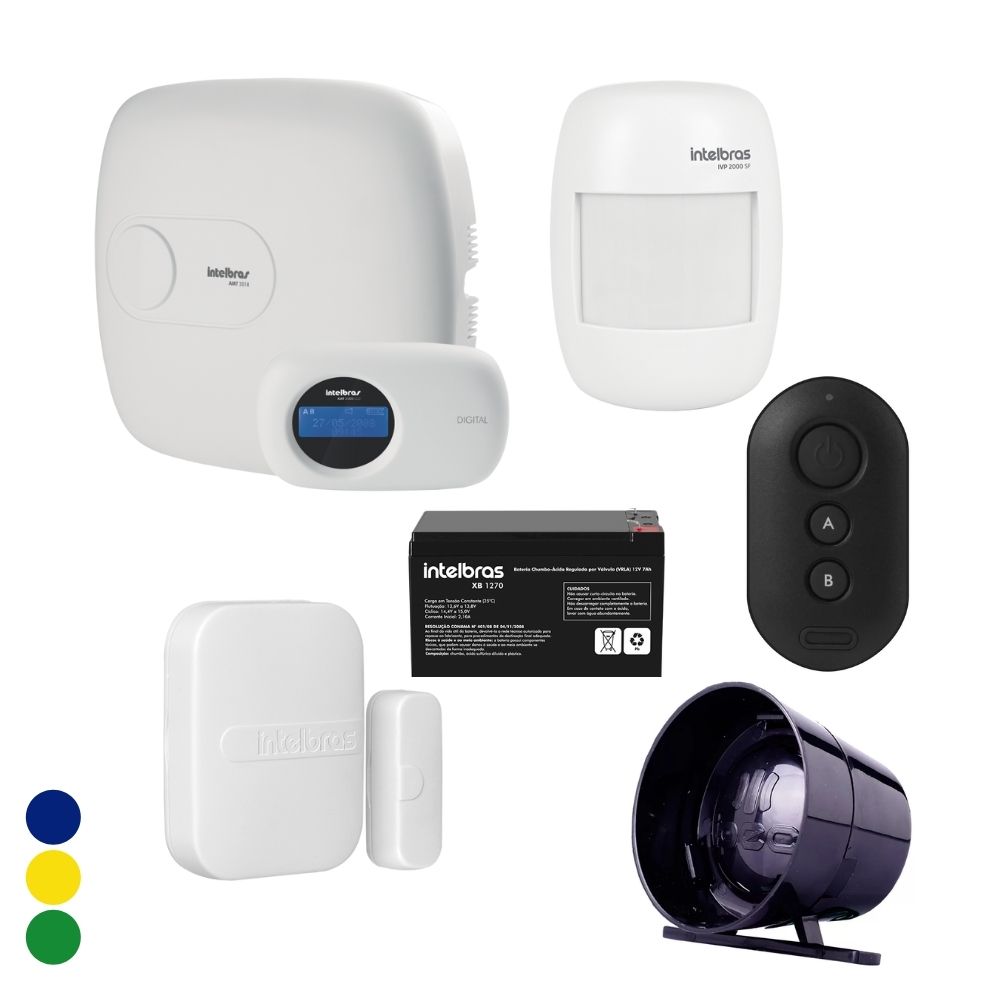 Kit Alarme Intelbras Amt 2018 E Com 7 Sensores Infra-mag e Acessórios