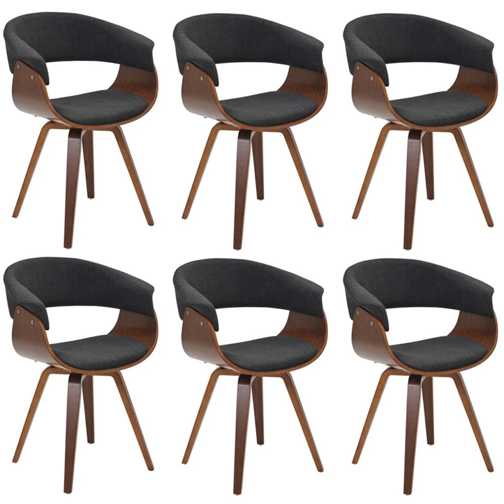 Kit 06 Cadeiras Decorativas para Escritório Recepção Ohana Fixa Linho Grafite G56 - Gran Belo