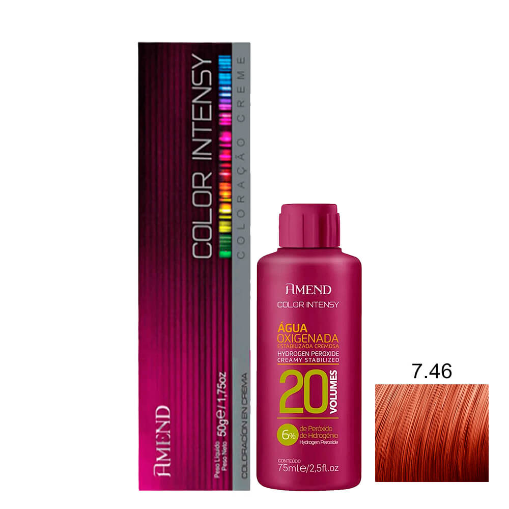 Kit Amend Color Intensy 7.46 e Oxigenada 20vol 6%