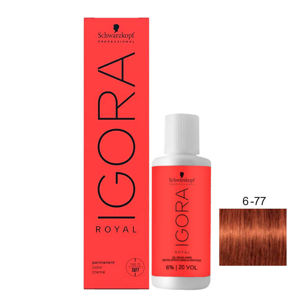 Kit Igora Royal HD 6-77 e Oxigenada 20vol 6%