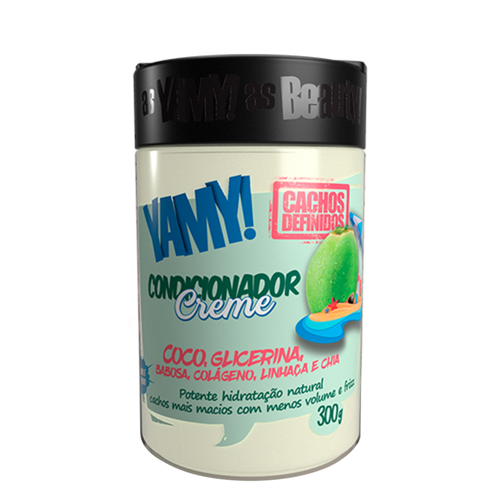 Kit Yamy Cachos Definidos Coco - Shampoo, Condicionador e Creme Para Pentear