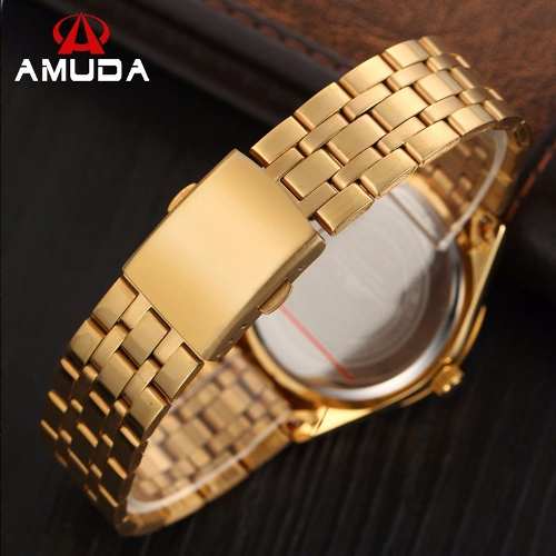 Relógio Dourado Preto Masculino Amuda Luxo - Modelo Am2012