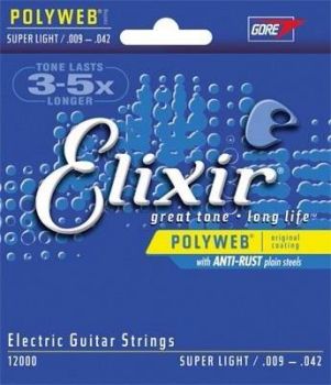 Encordoamento Guitarra Elixir Poliweb Super Light 12000
