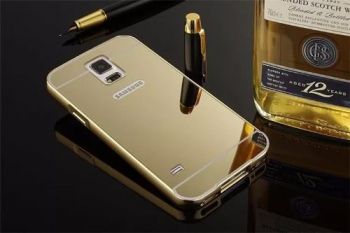 Capa Capinha Bumper Aluminio Espelhada Galaxy S5 I9600 G900m Dourado