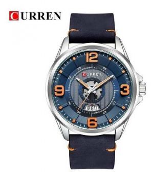 Relógio Curren 8305 Original De Luxo Com Calendário De Couro