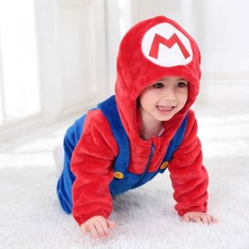 Macacão Pijama Infantil Criança Pelúcia Super Mario Bros