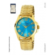 Kit Relógio Champion Feminino CN26340Y Dourado Fundo Azul