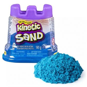 Massa Areia Azul Neon 141g Com Molde De Castelo Kinetic Sand