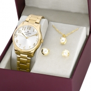 Relógio Champion Feminino Dourado Grande P/d'água Escolha o Seu
