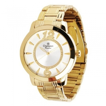 Relógio Champion Feminino Dourado Passion Ch24259d + kit Colar/brinco