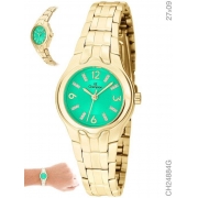 Relógio Champion Feminino Social CH24884G Fundo Verde
