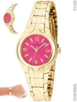 Relógio Champion Feminino Social CH24884L Fundo Rosa