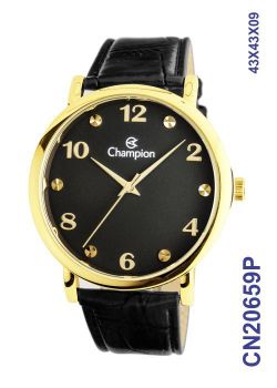 Relógio Champion Social CN20659P Dourado Fundo Preto