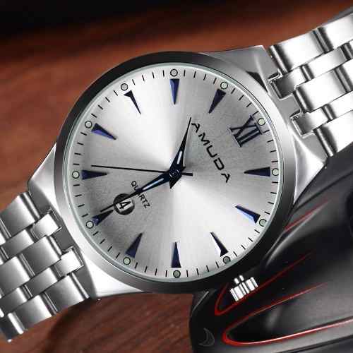 Relógio Prata Masculino Amuda Luxo - Modelo Am2010