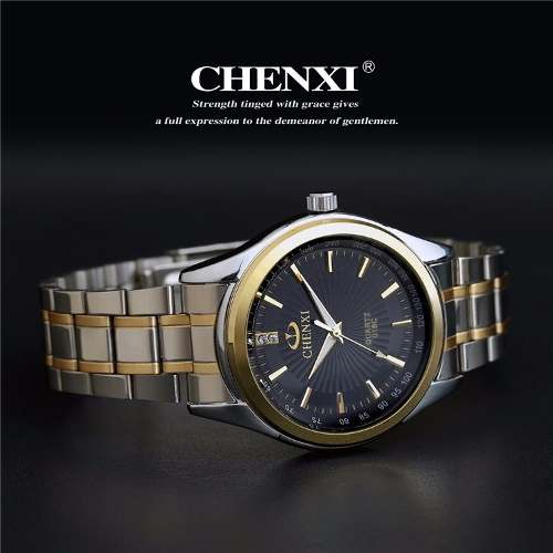 Relógio Masculino Quartzo Chenxi Lux Inoxidável Black/silver