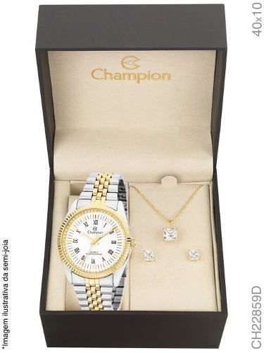 Relógio Champion Dourado Feminino Com Colar Ch22859d