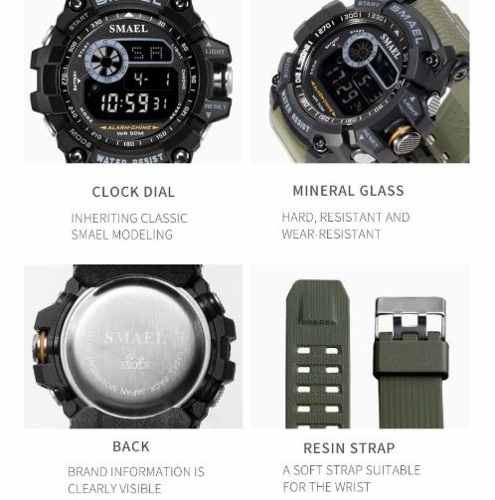 Relógio Masculino Esportivo Militar Smael 8010 ArmyGreen
