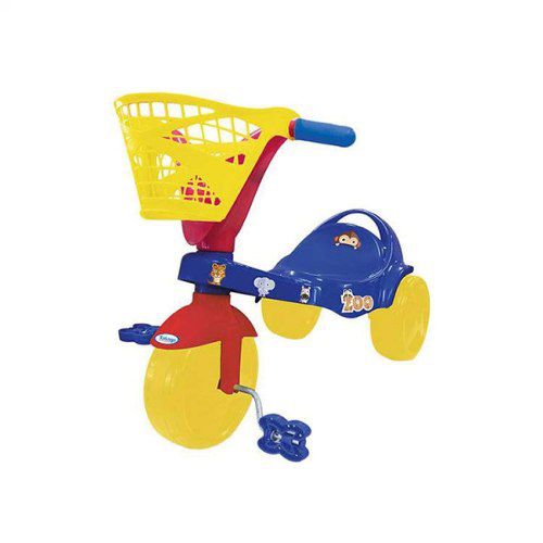 Triciclo Infantil Com Cesta E Adesivos Zoo Xalingo