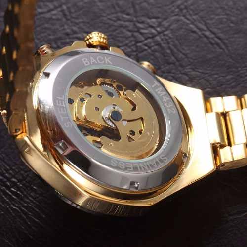Relógio Importado Winner Skeleton Automático Ouro Dourado