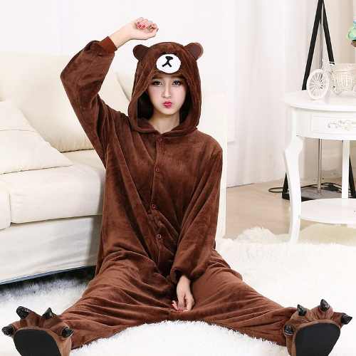 Pijama Kigurumi Cosplay Fantasia Macacão Urso Adulto