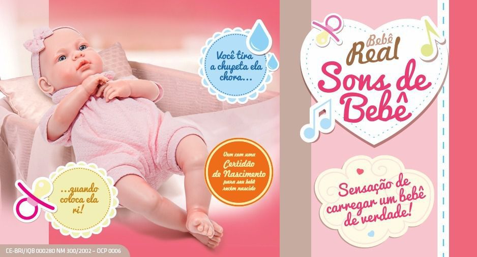 Boneca Bebê Real - Sons De Bebê + Certidão - Roma Brinquedos