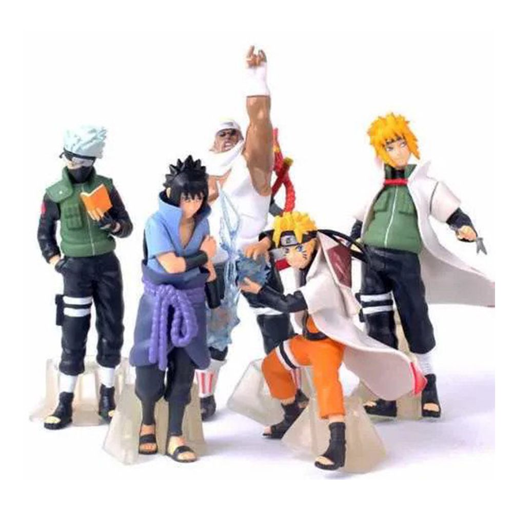 Coleção 5 Bonecos Naruto Uzumaki Kakashi Minato Sasuke Dbz