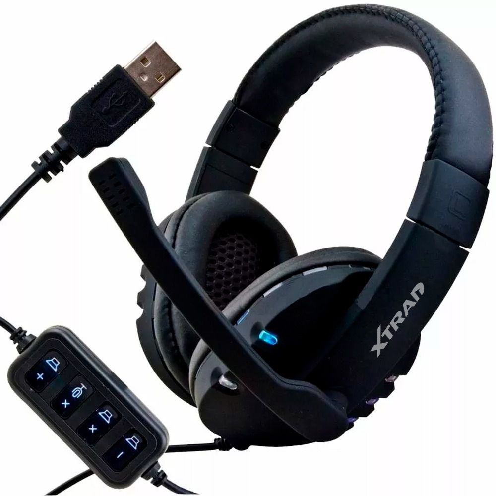 Fone De Ouvido Com Microfone Headset Led Usb Xtrad Bq-9700