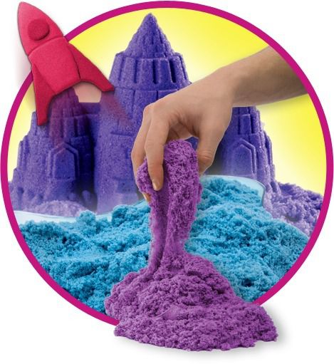Massa Areia Azul Neon 141g Com Molde De Castelo Kinetic Sand