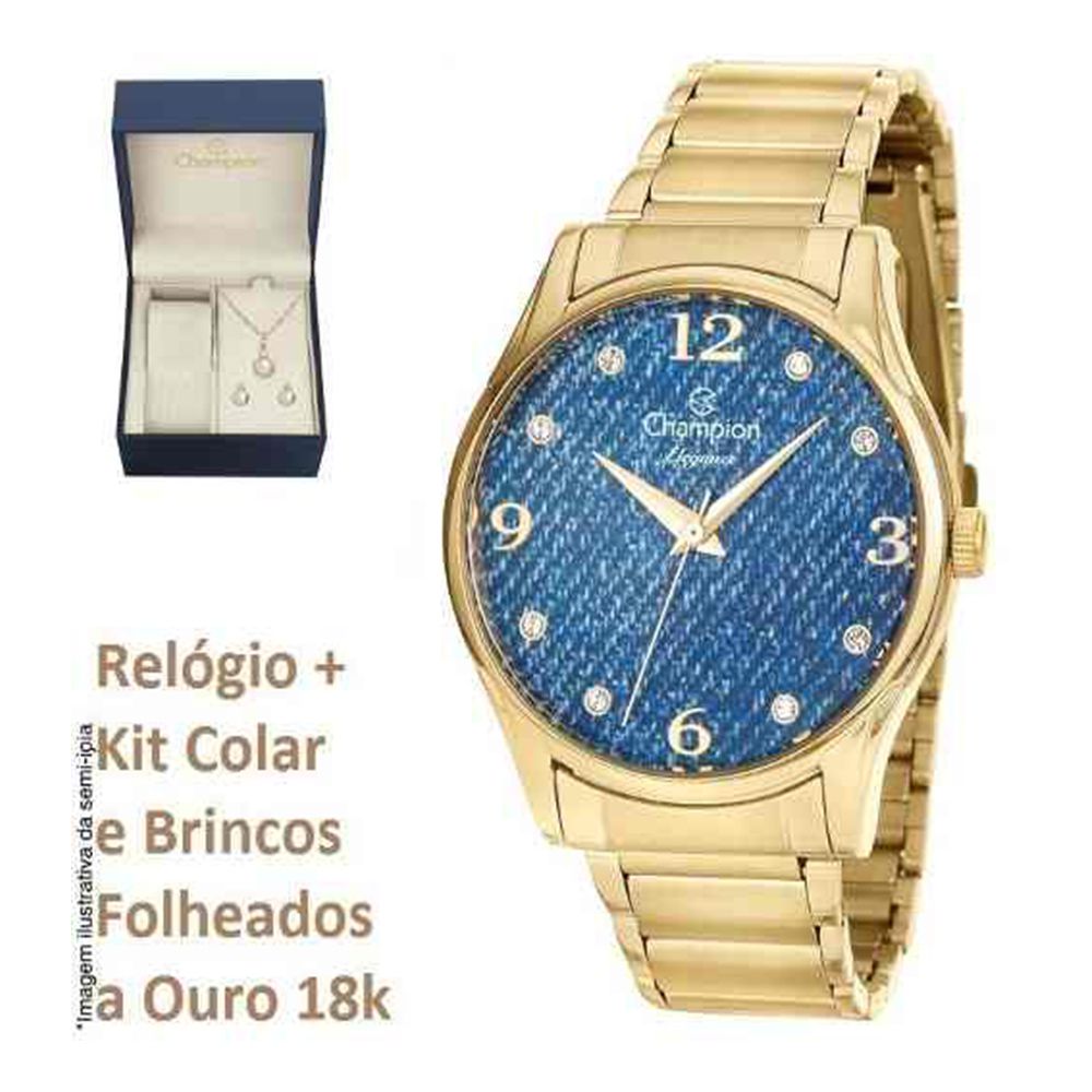 Relógio Champion Feminino Original Cn26975k Kit Brinde + Nf