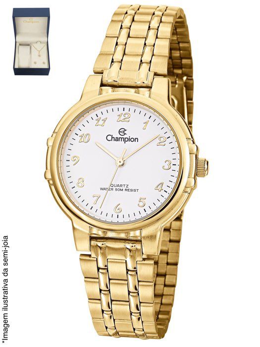 Relógio Champion Feminino Social Dourado CN28142W