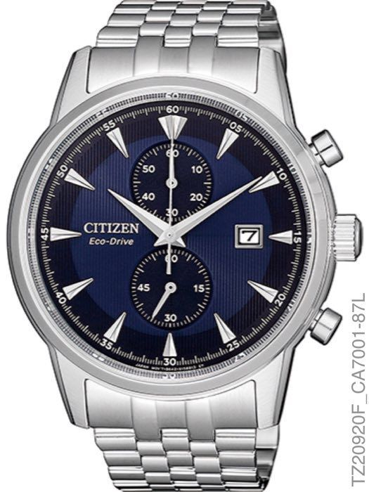 Relógio Masculino Citizen TZ20920F Eco-Drive Prata Fundo Azul