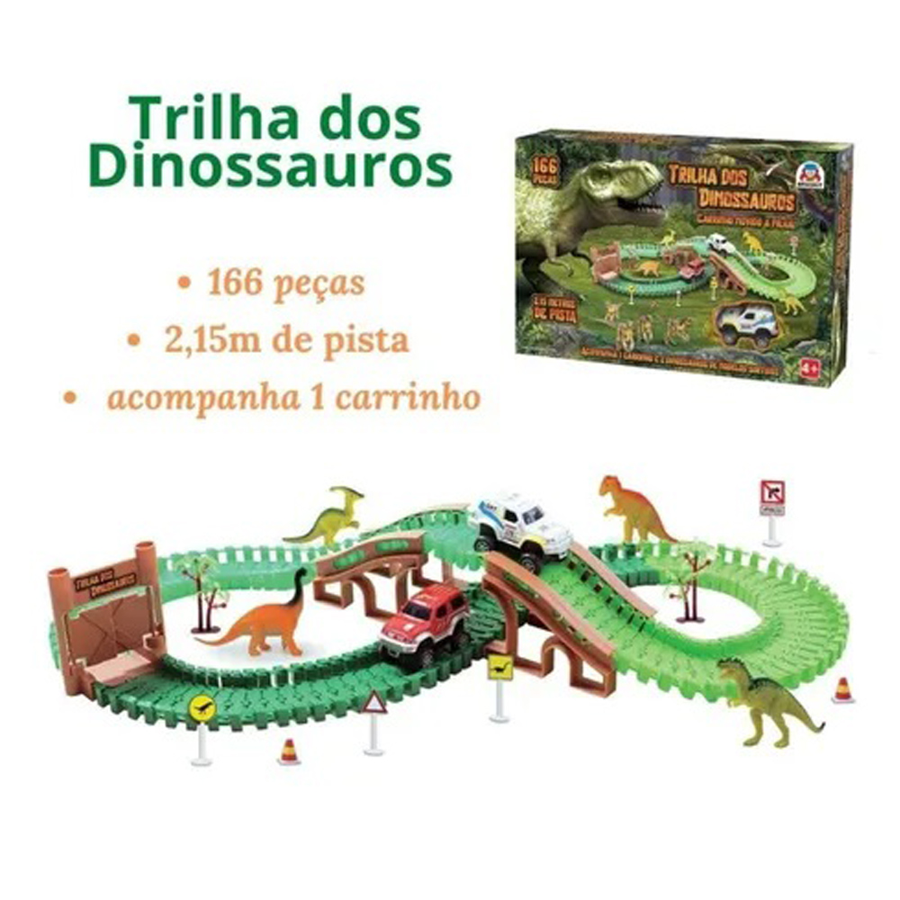 Trilha Maluca Dos Dinossauros 166 Blocos De Montar Braskit