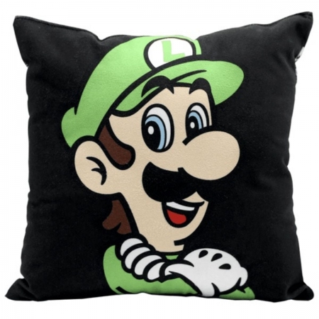 Almofada Fibra Veludo 25X25CM Luigi 10064000 Travesseiro Estampado Personalizado Super Mario Decoração Presente Adolescente Criança Adulto Aniversário