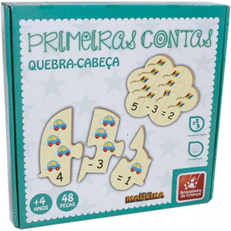 Brinquedo Pedagogico Madeira Primeiras Contas 48 PCS Brincadeira de Crianca
